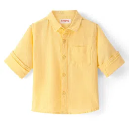 Babyhug Cotton Linen Woven Full Sleeves Solid Color Shirt - Yellow-picture-36