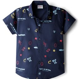 Dapper Dudes Half Sleeves Typography Printed Shirt - Navy Blue-picture-6