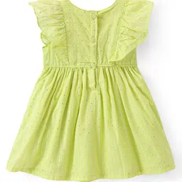 Babyhug Cotton Woven Frill Sleeves Frock with Floral Embroidery - Mint image 2