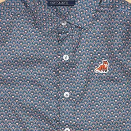 Pantaloons Junior Cotton Full Sleeves Abstract Printed Animal Patch Embroidered Shirt - Navy Blue image 3