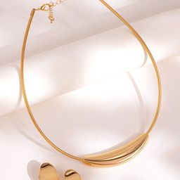 Voylla Blume Golden Curve Minimal Luxe Pendant Set-picture-1