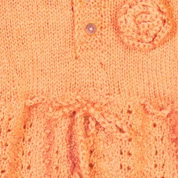 The Sandbox Clothing Co Hand Knitted Full Sleeves Woven Designed Flared Woolen Sweater Dress - Orange image 4