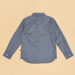 Pantaloons Junior Cotton Full Sleeves Abstract Printed Animal Patch Embroidered Shirt - Navy Blue image 4