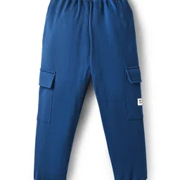 Primo Gino 100% Cotton Full Length Solid Coloured Joggers With Cargo Pockets Pack Of 2 - Blue & Navy Blue image 3