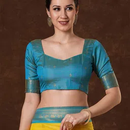 House of Pataudi Ethnic Motifs Woven Design Zari Saree with Unstitched Blouse image 4