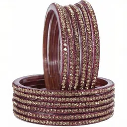 poshing Set Of 12 Stone Studded Glass Bangle-image-69