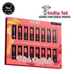ENN Mini Lipstick Kit with Ghee & PH Color-Changing Lipsticks - Nourishing, Pack of 16 image 1