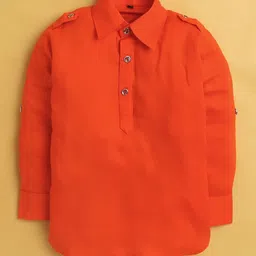 Sangria Boys Shirt Collar Pathani Kurta & Pyjamas Set image 4