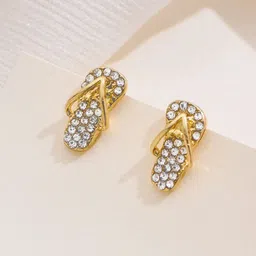 FIMBUL Gold-Plated Rhinestone Studded Quirky Studs image 2