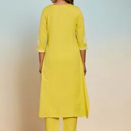 AUTUMN LANE Rajhans Ethnic Motifs Embroidered Sequinned Pure Cotton Kurta & Trouser image 4