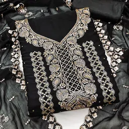SAINOOR Embroidered Silk Georgette Unstitched Dress Material-picture-12