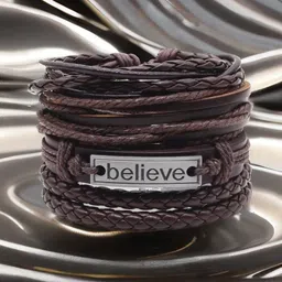 UNIVERSITY TRENDZ Men 4 Leather Antique Wraparound Bracelet-picture-34