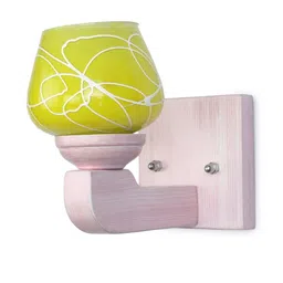 1ST TIME Yellow & White Textured Glass Cylinder Shaped Decorative Wall Lamp image 3