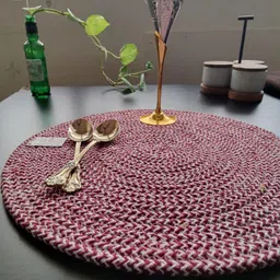 BulkySanta Maroon 2 Pcs Round Table Placemats image 5