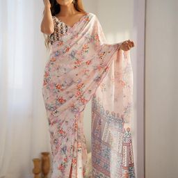 all about you Ethnic Motifs Mirror Work Silk Blend Saree-picture-41