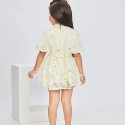 Peppermint Floral Print Tie-Up Neck A-Line Dress image 3