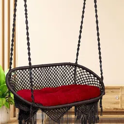 Patiofy Black & Red Skin-Friendly Oval Shaped Double Seater Hammock Swing Chair-image-59