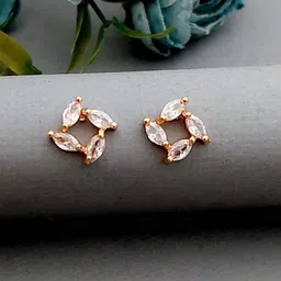 MEIRA JEWELLERY Rose Gold Plated Artificial Stones Studded Contemporary Studs-picture-16