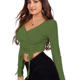 Fashion2wear Smocked Crepe Wrap Crop Top image 3