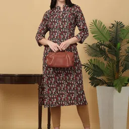 HERE&NOW Women Mandarin Collar Printed Kurta-picture-35
