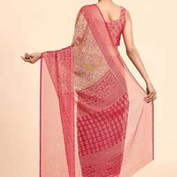 GHAN SALS Paisley Printed Brasso Baluchari Saree With Blouse Piece image 5