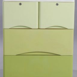 fab n funky 4 Compartment Clothes Toys Storage Organiser With Wheels - Green & White-picture-21