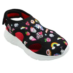 KazarMax Unicorn Printed Velcro Closure Sandals - Black-picture-19