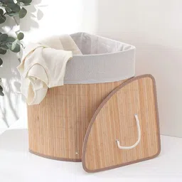 Myntra Elegant Homes Beige Bamboo Eco-Friendly Durable & Foldable Laundry Bag With Lid-image-44