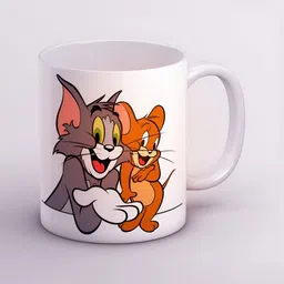 Mr UVD White & Grey Tom And Jerry Printed Ceramic Matte Mug - 350 ml-image-31