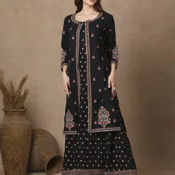 FASHOR Ethnic Motifs Embroidered A-Line Maxi Dress-picture-13