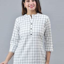 Anouk Rustic Women Checked Mandarin Collar Cotton Top-picture-10