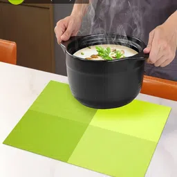 YELONA Lime Green 8 Pieces PVC Heat & Stain Resistant Washable Table Placemats image 4