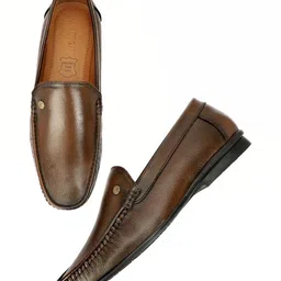 HAUTTON Men Leather Textured Slip-On Formal Loafers image 3