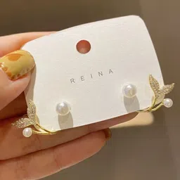 AGARWALPRODUCT Gold Plated Pearls Beaded Floral Studs-picture-34