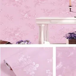 INDIAN ROYALS White & Pink Printed Flower Design Home Dcor Waterproof Wallpaper-image-3