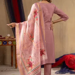 CREEPER Women Floral Embroidered Regular Thread Work Kurta with Trousers & With Dupatta image 3