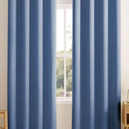 CASABLEU Blue 2 Pieces Black Out Door Curtains-picture-10