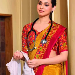 KCPC BANDHANI Solid Saree with Blouse Piece image 4