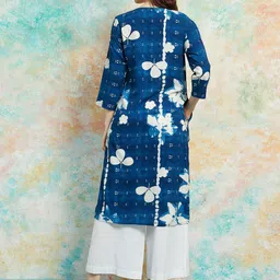 Melange by Lifestyle Women Abstract Printed Sequinned Indigo Kurta image 3