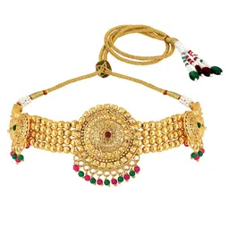 Peora Gold-Plated Beaded & Stones Studded Jewellery Set image 4