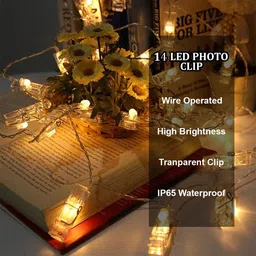 one23pop 14 LEDs 3 m Yellow Steady, Flickering Clip Rice Lights image 5