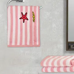 My Milestones Luxe Plush Hand Towel Modern Stripes Set 2 Pc- Pink White image 2