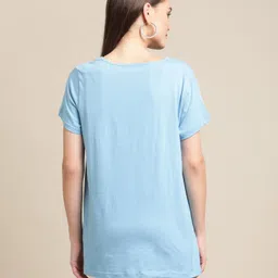 Bella Mama Half Sleeves Maternity Top with Side Panels Love Print - Blue image 3