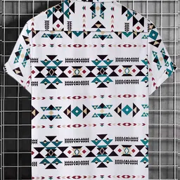 Metronaut Men Standard Regular Fit Spread Collar Geometric Printed Elastane Casual Shirt image 2