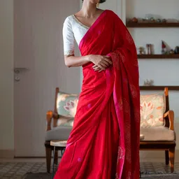 Suta Ethnic Motifs Embroidered Saree With Blouse Piece-image-20