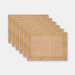 Fabindia Anar Green & Purple 6 Pieces Printed Cotton Rectangle Shape Table Placemats image 3