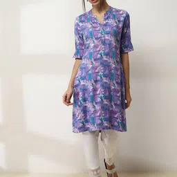 Rangriti Floral Printed Mandarin Collar Straight Kurta-image-19