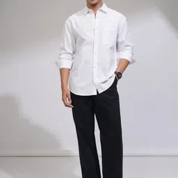 HIGHLANDER Men Dobby Textured Solid Relaxed Overshirt image 5