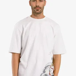 RARE RABBIT Men Biker Printed Pockets Boxy T-shirt image 5