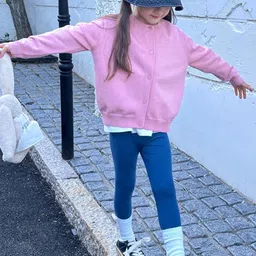 LULU & SKY Girls Round Neck Button-Up Cardigan image 5